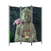 Sichtschutzparavent mit Polyestergewebe | Buddha Motiv