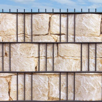 Hart PVC Sichtschutzstreifen Motiv Sandsteinmauer 3 Streifen Detailansicht