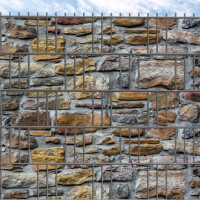 Hart-PVC Sichtschutz-Streifen bedruckt mit Normandie Steinmauer
