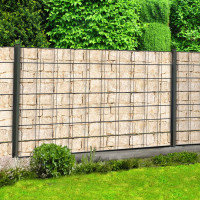 Bedruckte Sichtschutzstreifen Motiv sandsteinmauer im Garten Beispiel