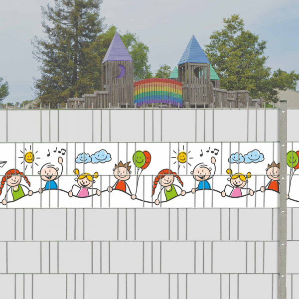 Bedruckte Kreativstreifen Motiv Happy Kids an einem Spielplatz