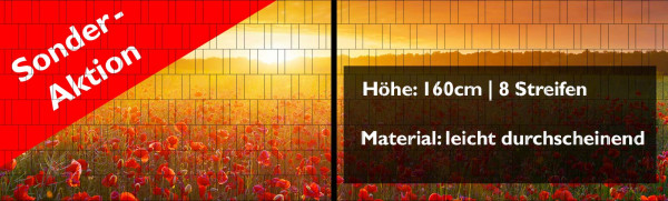 Panorama Zaun-Sichtschutz für 2 Zaunfelder 160cm Höhe - 8 Streifen 