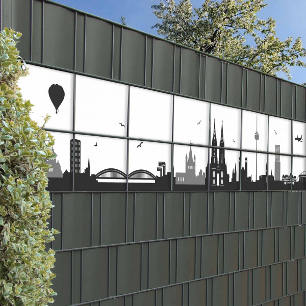 Bedruckte Kreativstreifen Motiv Köln Skyline im Garten, Beispiel